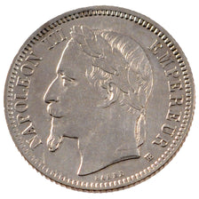FRANCE, Napoléon III, Franc, 1868, Strasbourg, KM #806.2, AU(50-53), Silver, G..
