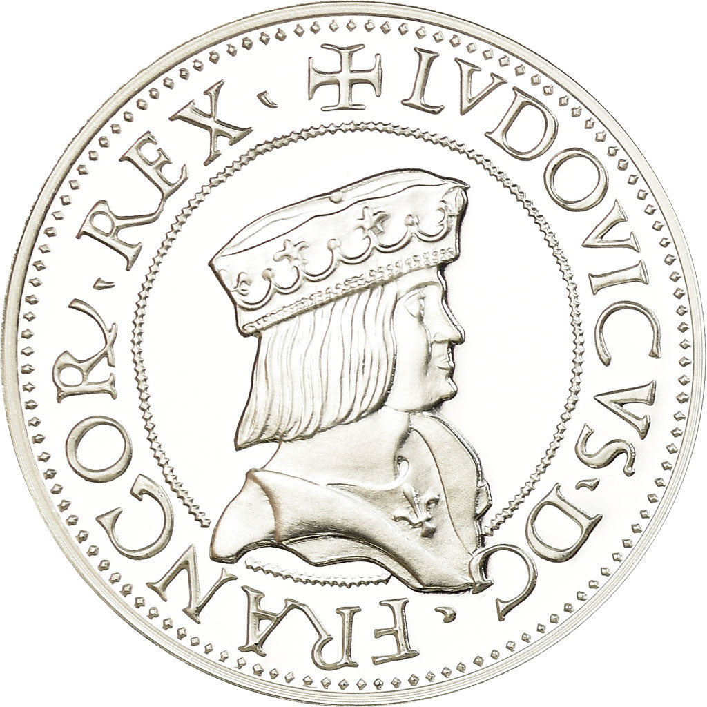 Francja, Medal, Reproduction du Teston Milan Louis XII, MS(65-70), Srebro