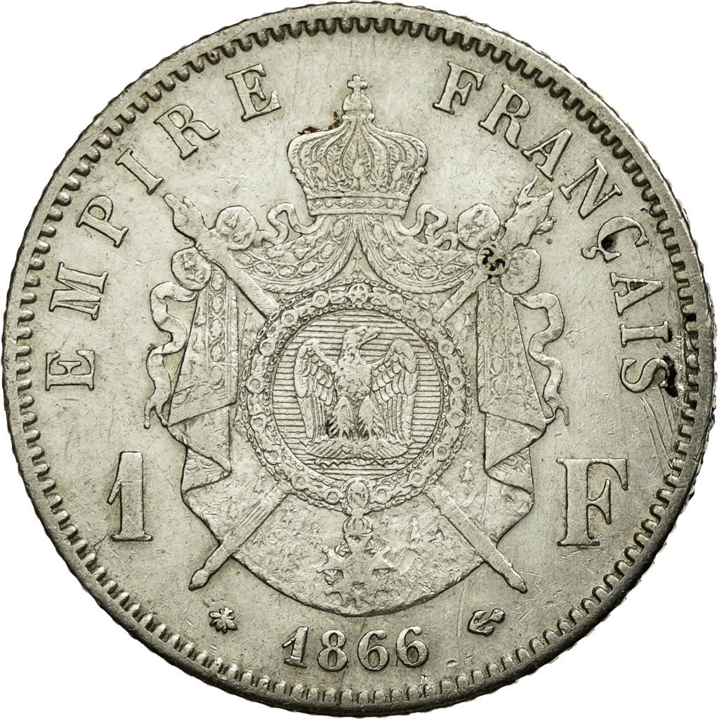 Monnaie, France, Napoleon III, Napoléon III, Franc, 1866, Paris, TTB+, Argent