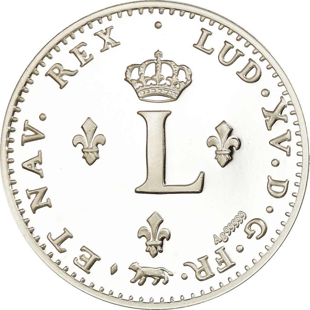 Francja, Medal, Reproduction du Double Sol 1739, Louis XV, MS(65-70), Srebro