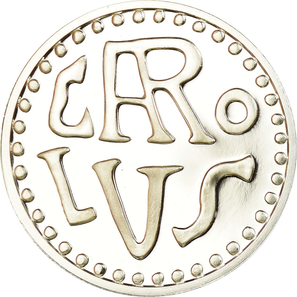 France, Medal, Reproduction, Denier de Charlemagne, MS(65-70), Silver