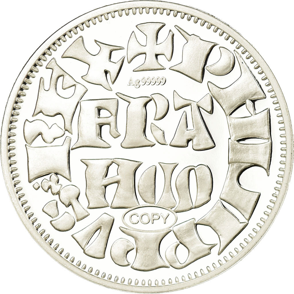 France, Medal, Reproduction du Denier Parisis, Philippe Auguste, MS(65-70)
