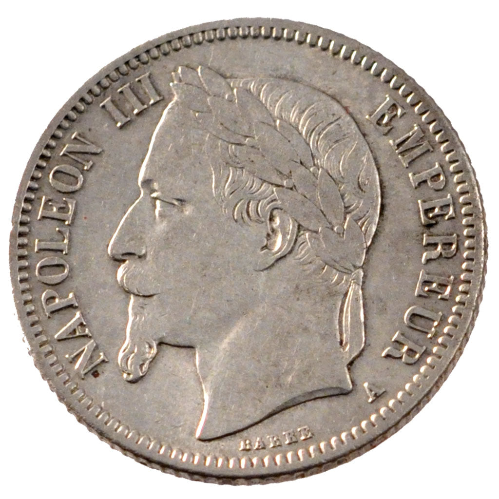 FRANCE, Napoléon III, Franc, 1866, Paris, KM #806.1, EF(40-45), Silver, Gadoury