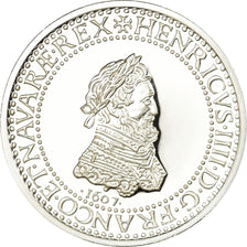 France, Medal, Reproduction du Demi-Franc Henri IV 1607, MS(65-70), Silver