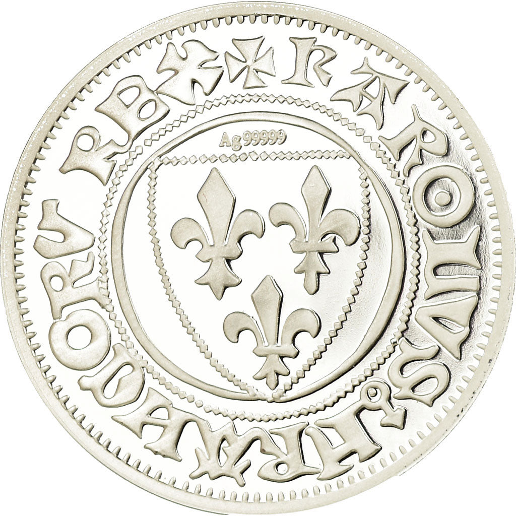 Francia, medaglia, Reproduction du Blanc Guénard, Charles VI, FDC, Argento