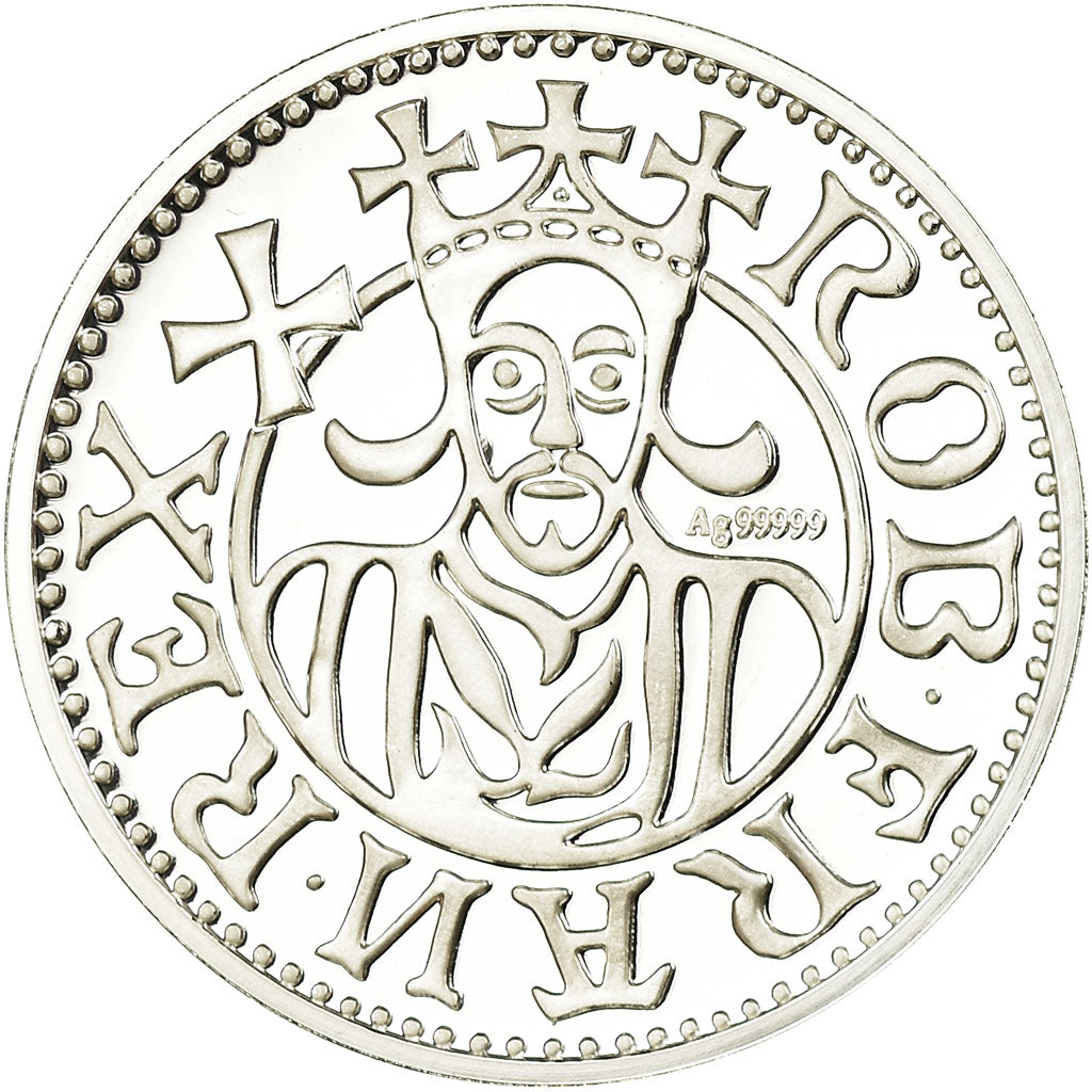 France, Medal, Reproduction denier de Robert II, MS(65-70), Silver
