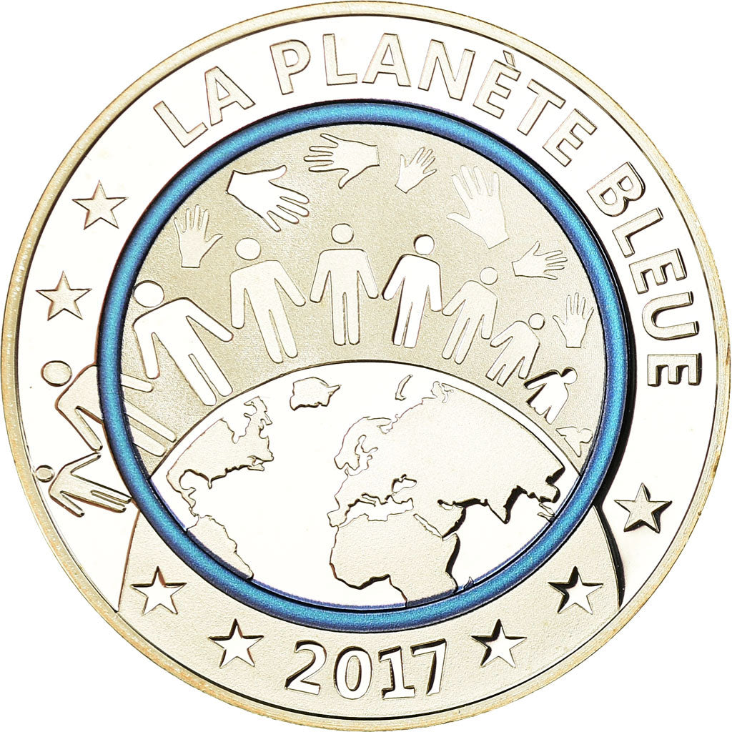 France, Medal, La Planète Bleue, 2017, MS(65-70), Silver