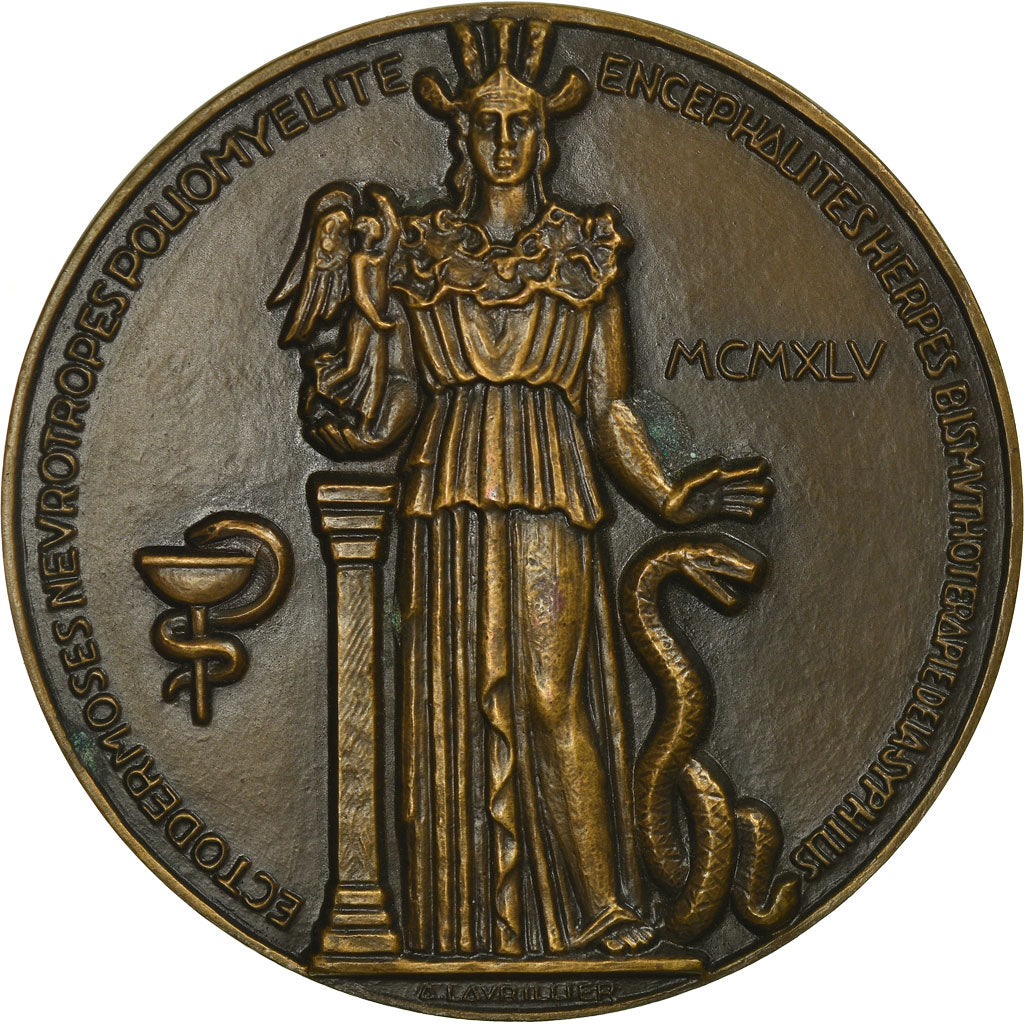 Francja, Medal, Médecine, Professeur Lévaditi, 1945, Lavrillier, MS(63)