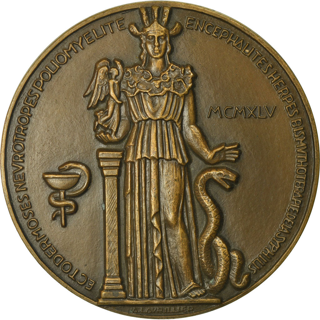 Francja, Medal, Médecine, Professeur Lévaditi, 1945, Lavrillier, MS(63)
