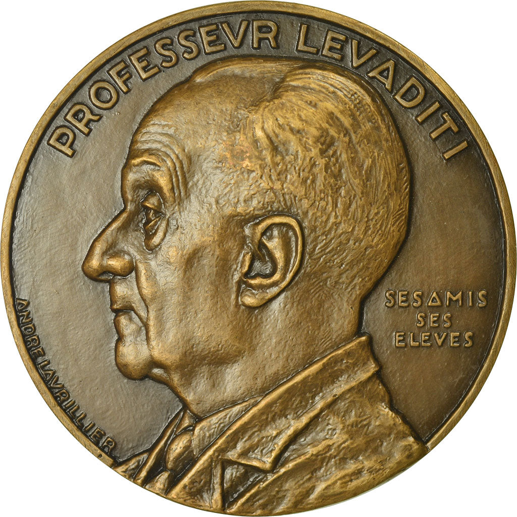 Francja, Medal, Médecine, Professeur Lévaditi, 1945, Lavrillier, MS(64)