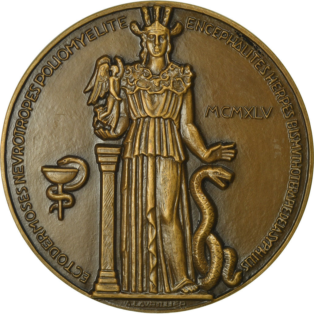 Francja, Medal, Médecine, Professeur Lévaditi, 1945, Lavrillier, MS(64)