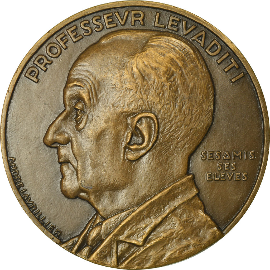 Francja, Medal, Médecine, Professeur Lévaditi, 1945, Lavrillier, MS(64)