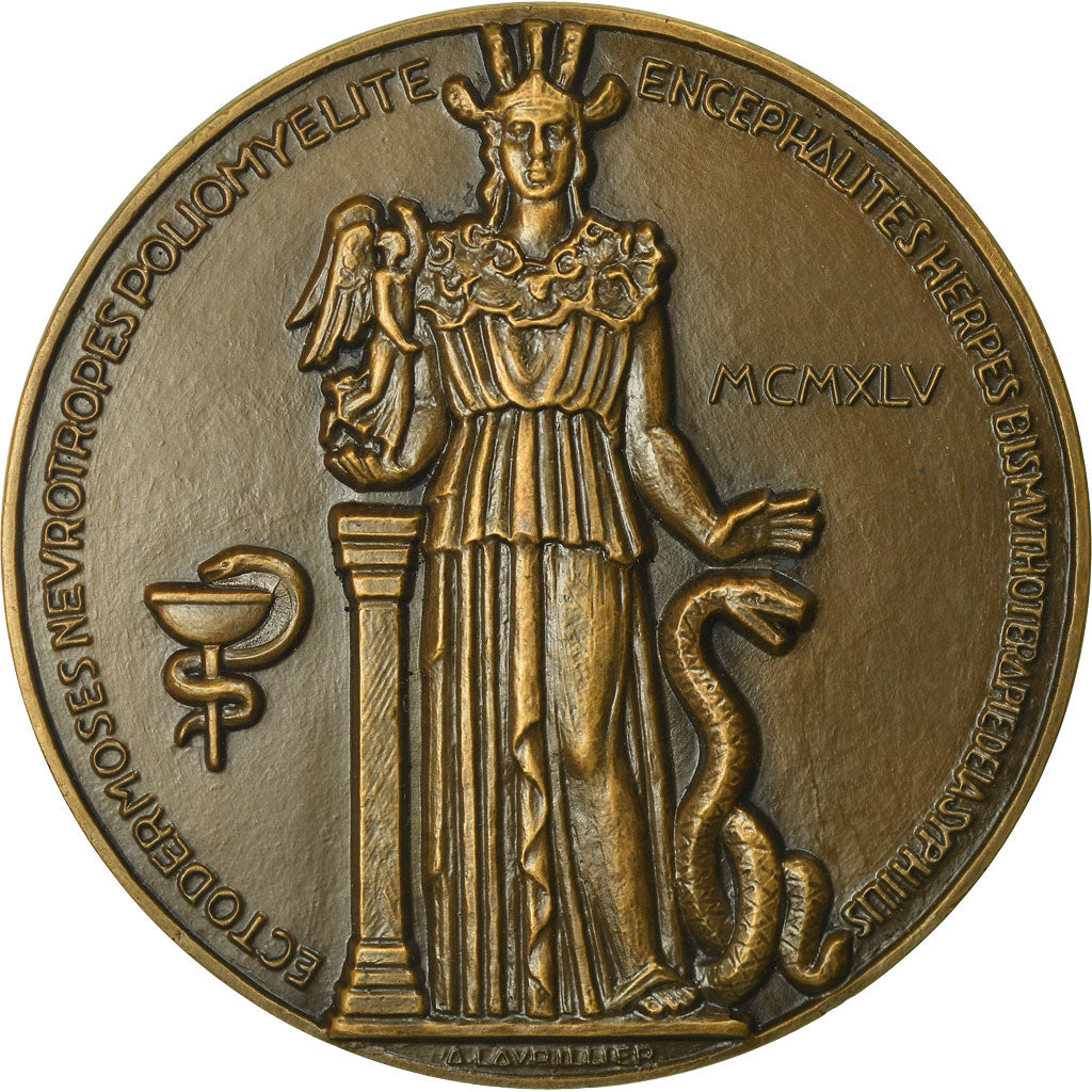 Francja, Medal, Médecine, Professeur Lévaditi, 1945, Lavrillier, MS(64)