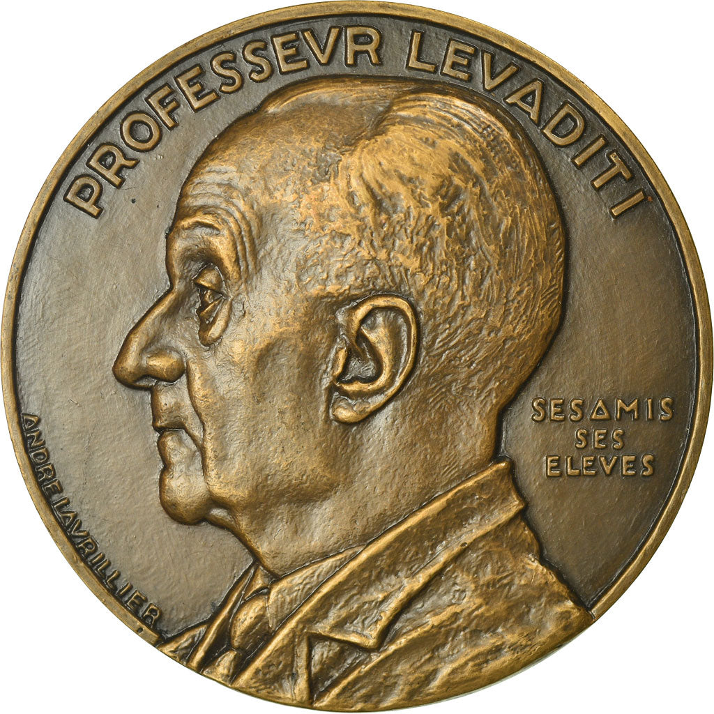 Francja, Medal, Médecine, Professeur Lévaditi, 1945, Lavrillier, MS(64)