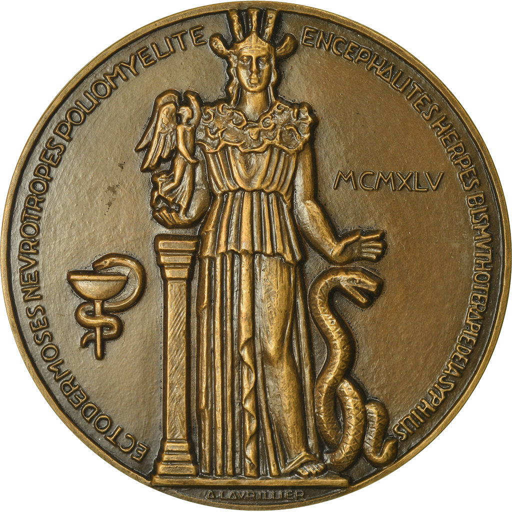 Francja, Medal, Médecine, Professeur Lévaditi, 1945, Lavrillier, MS(64)