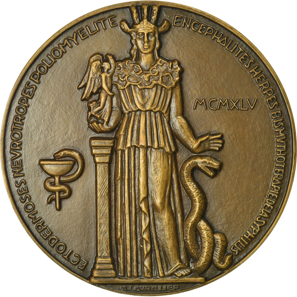 Francja, Medal, Médecine, Professeur Lévaditi, 1945, Lavrillier, MS(65-70)
