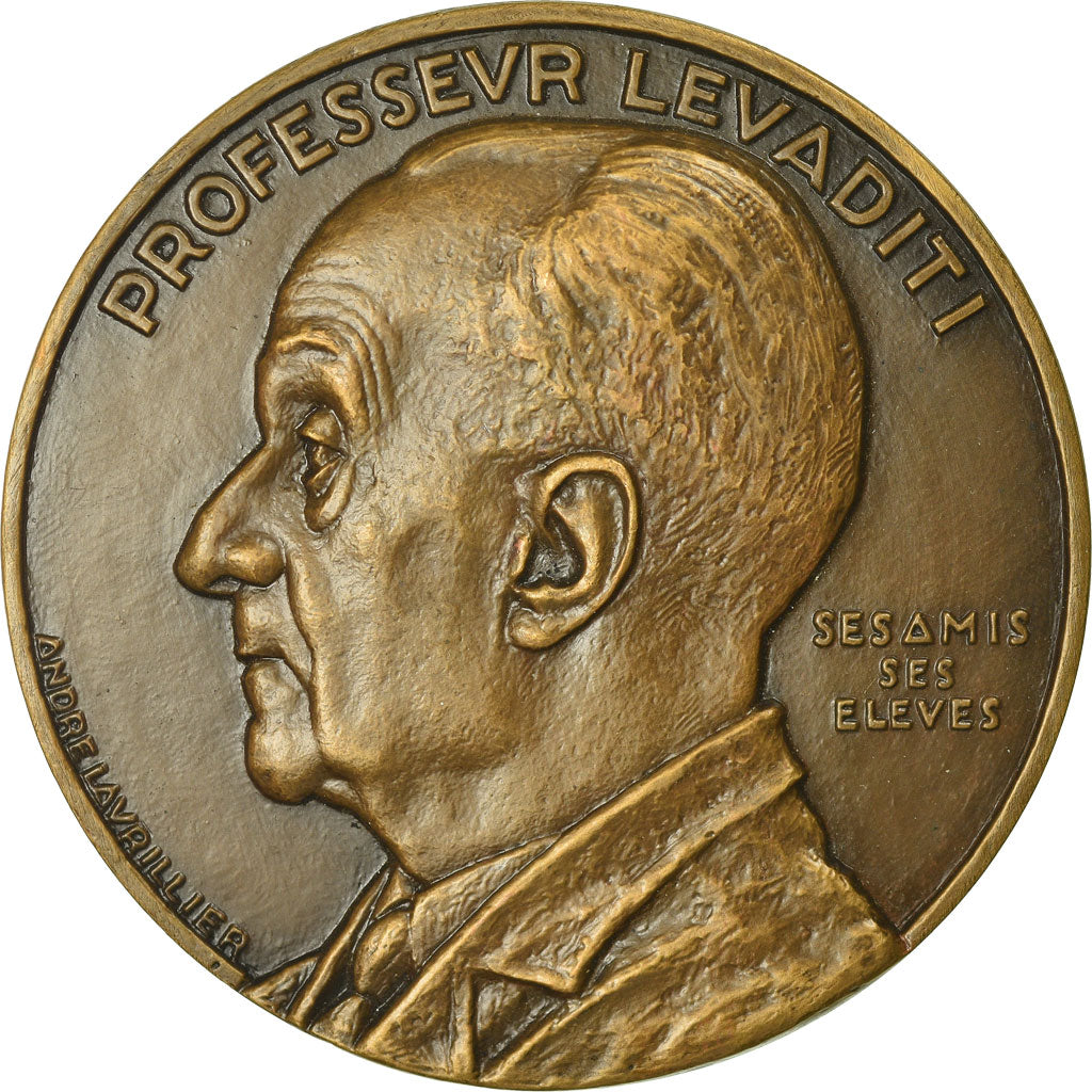 Francja, Medal, Médecine, Professeur Lévaditi, 1945, Lavrillier, MS(65-70)