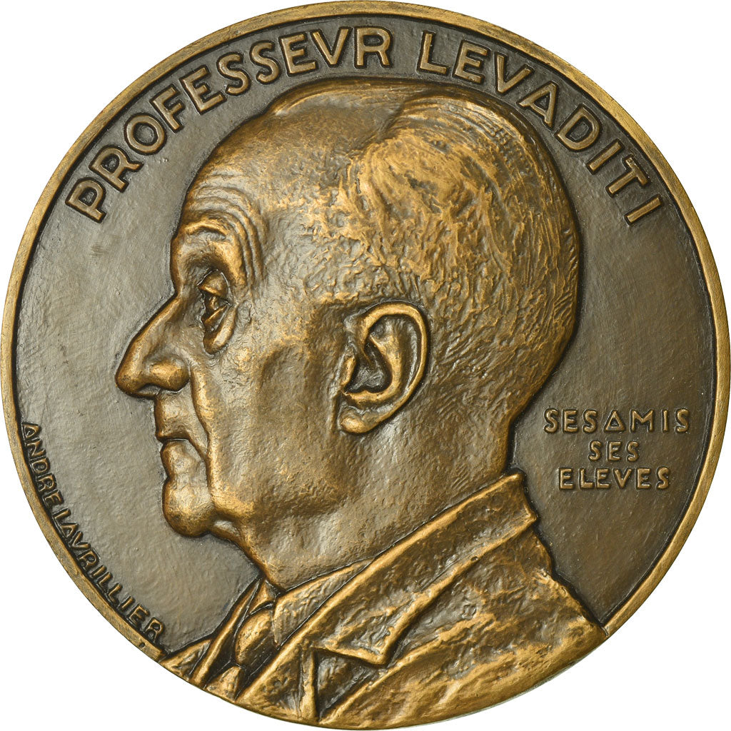 Francja, Medal, Médecine, Professeur Lévaditi, 1945, Lavrillier, MS(65-70)