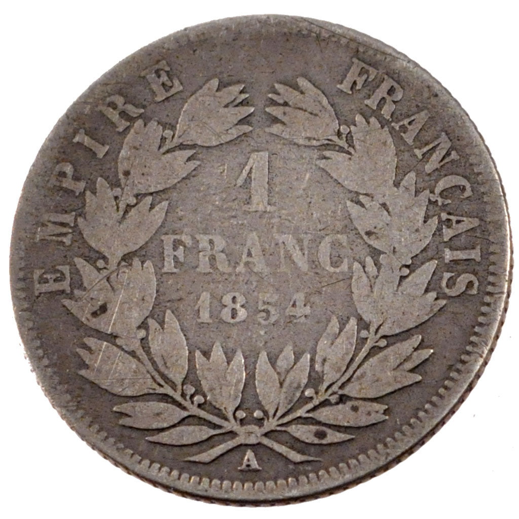 Coin, France, Napoleon III, Napoléon III, Franc, 1854, Paris, VG(8-10), Silver