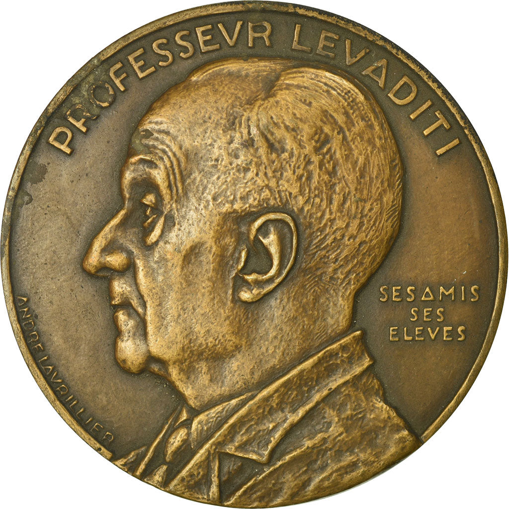 France, Medal, Médecine, Professeur Lévaditi, 1945, Lavrillier, MS(60-62)