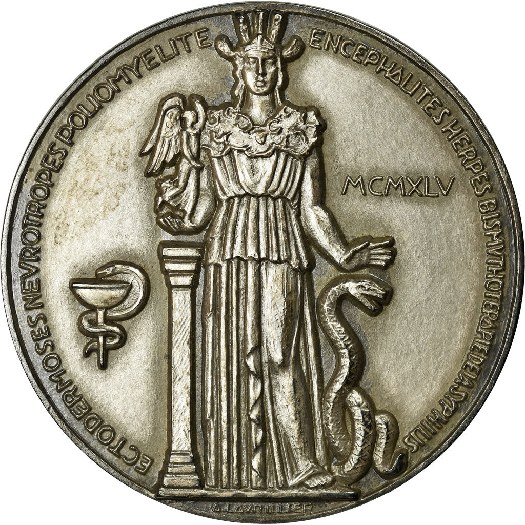 France, Medal, Médecine, Professeur Lévaditi, 1945, Lavrillier, MS(63)