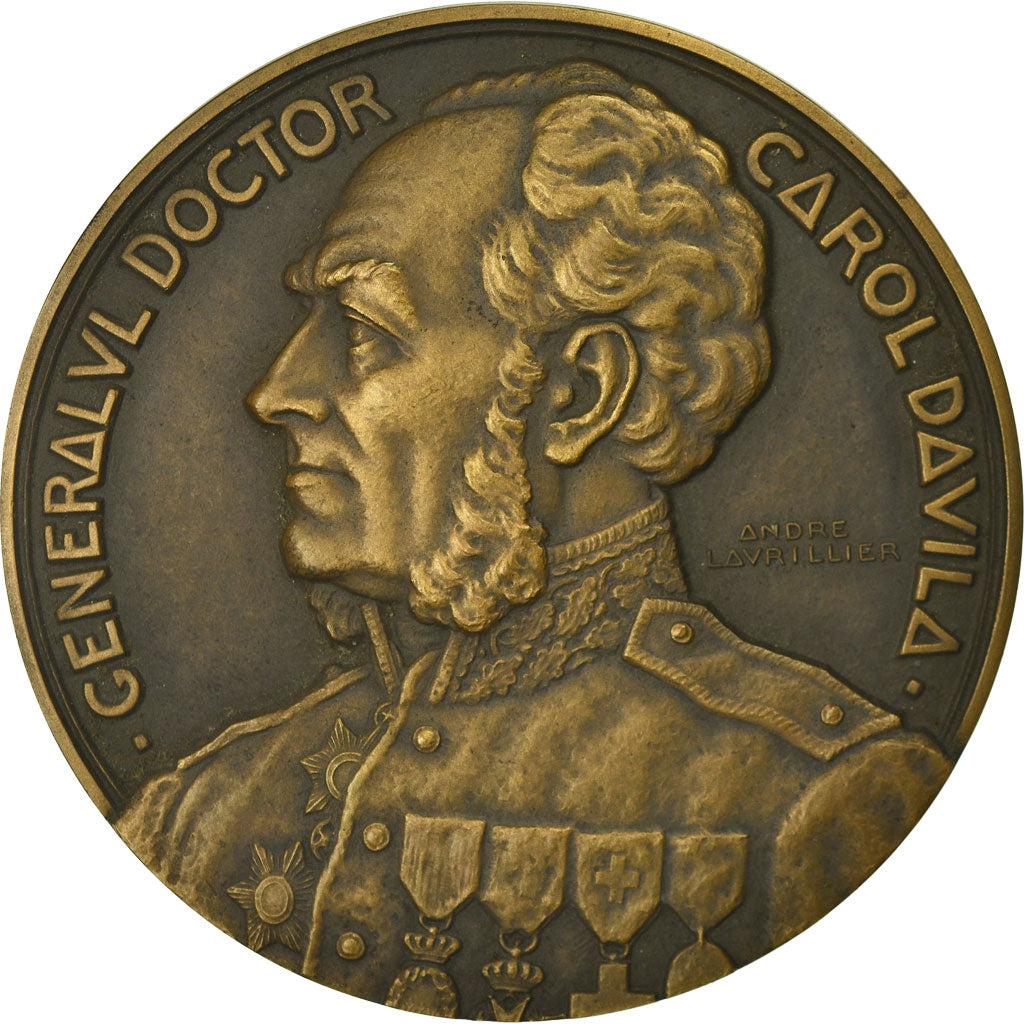 Romania, Medal, Général Docteur Davila, Epreuve d'Auteur, Medicine, 1928