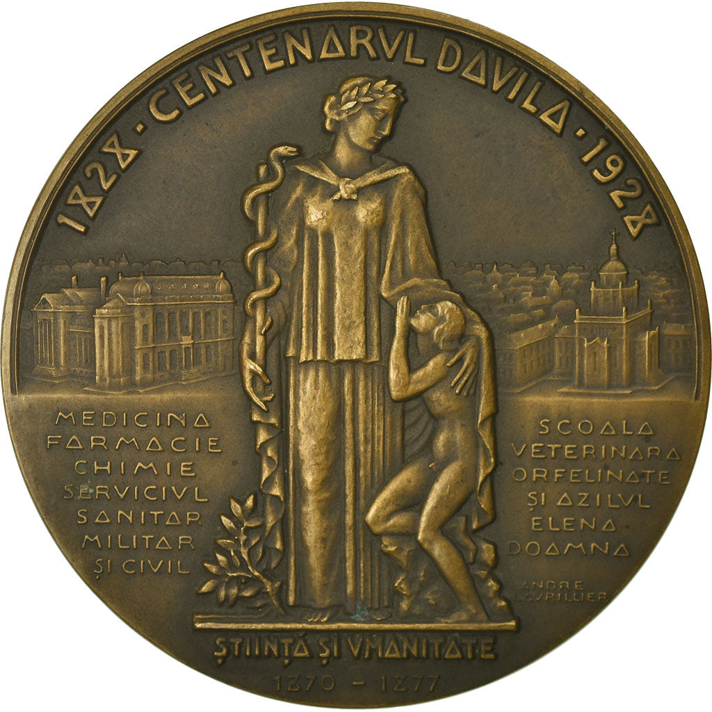 Romania, Medal, Général Docteur Davila, Epreuve d'Auteur, Medicine, 1928