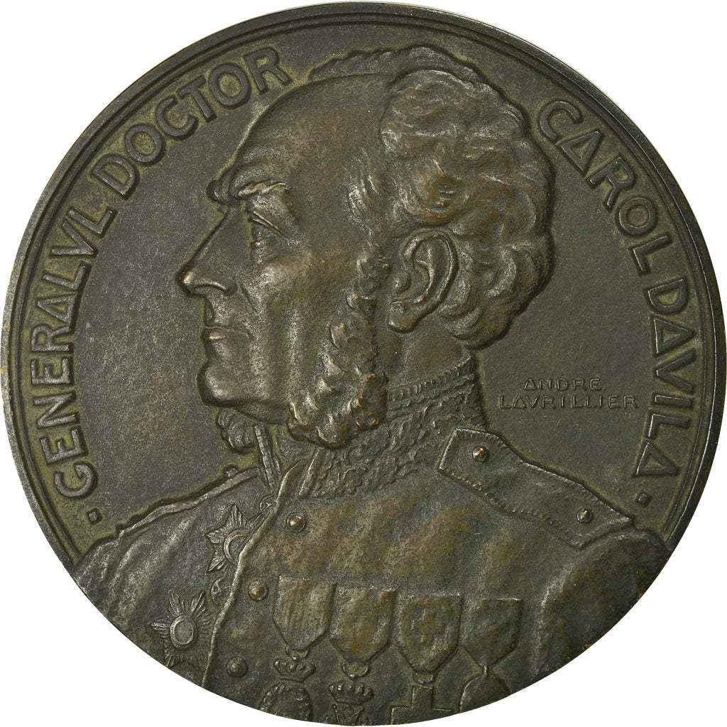 Roemenië, Medaille, Général Docteur Davila, Epreuve d'Auteur, Medicine, 1928