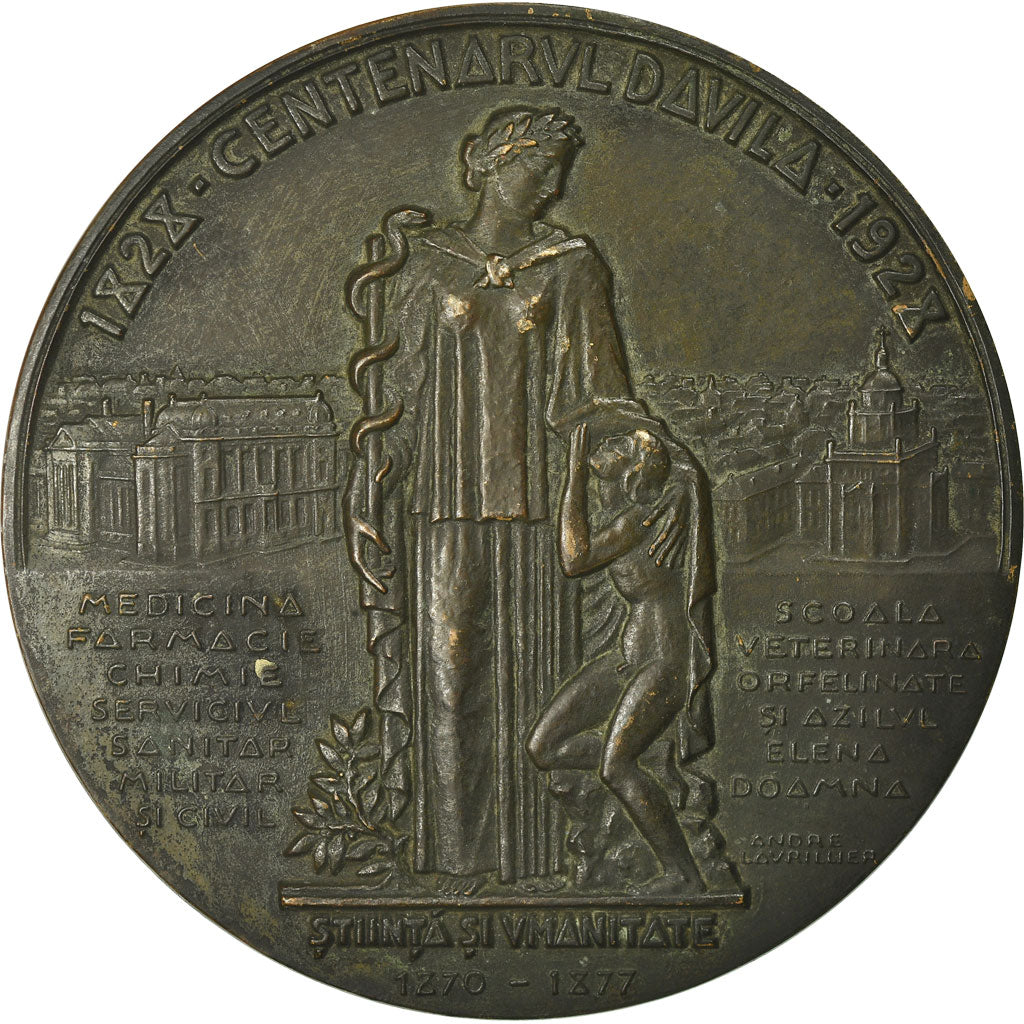 Roemenië, Medaille, Général Docteur Davila, Epreuve d'Auteur, Medicine, 1928
