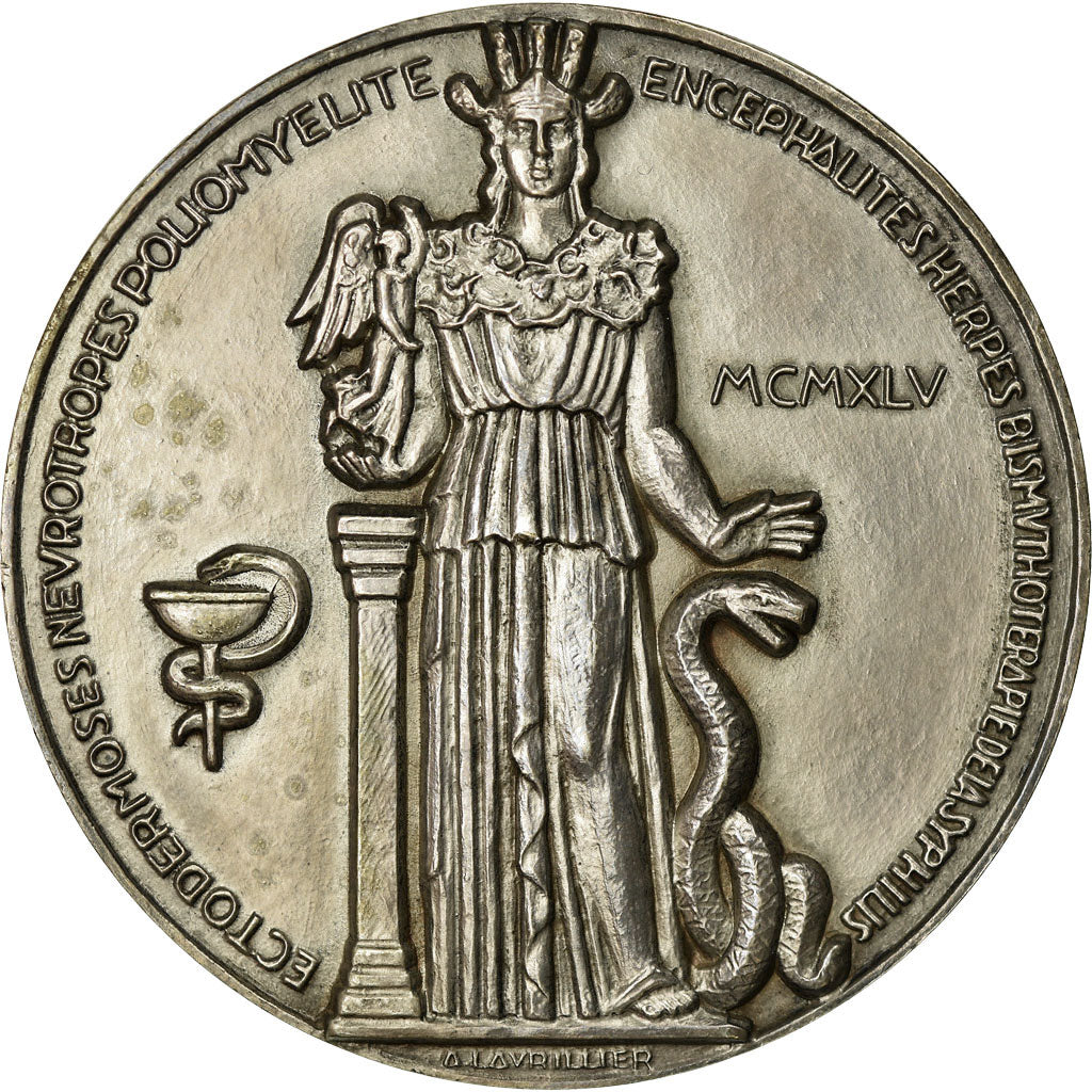 Francia, medaglia, Médecine, Professeur Lévaditi, 1945, Lavrillier, SPL