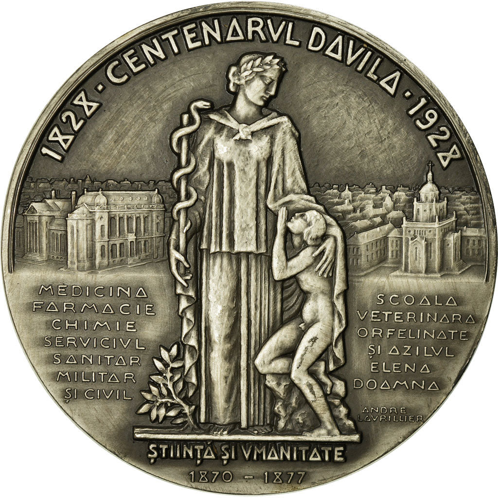 Roemenië, Medaille, Général Docteur Davila, Epreuve d'Auteur, Medicine, 1928