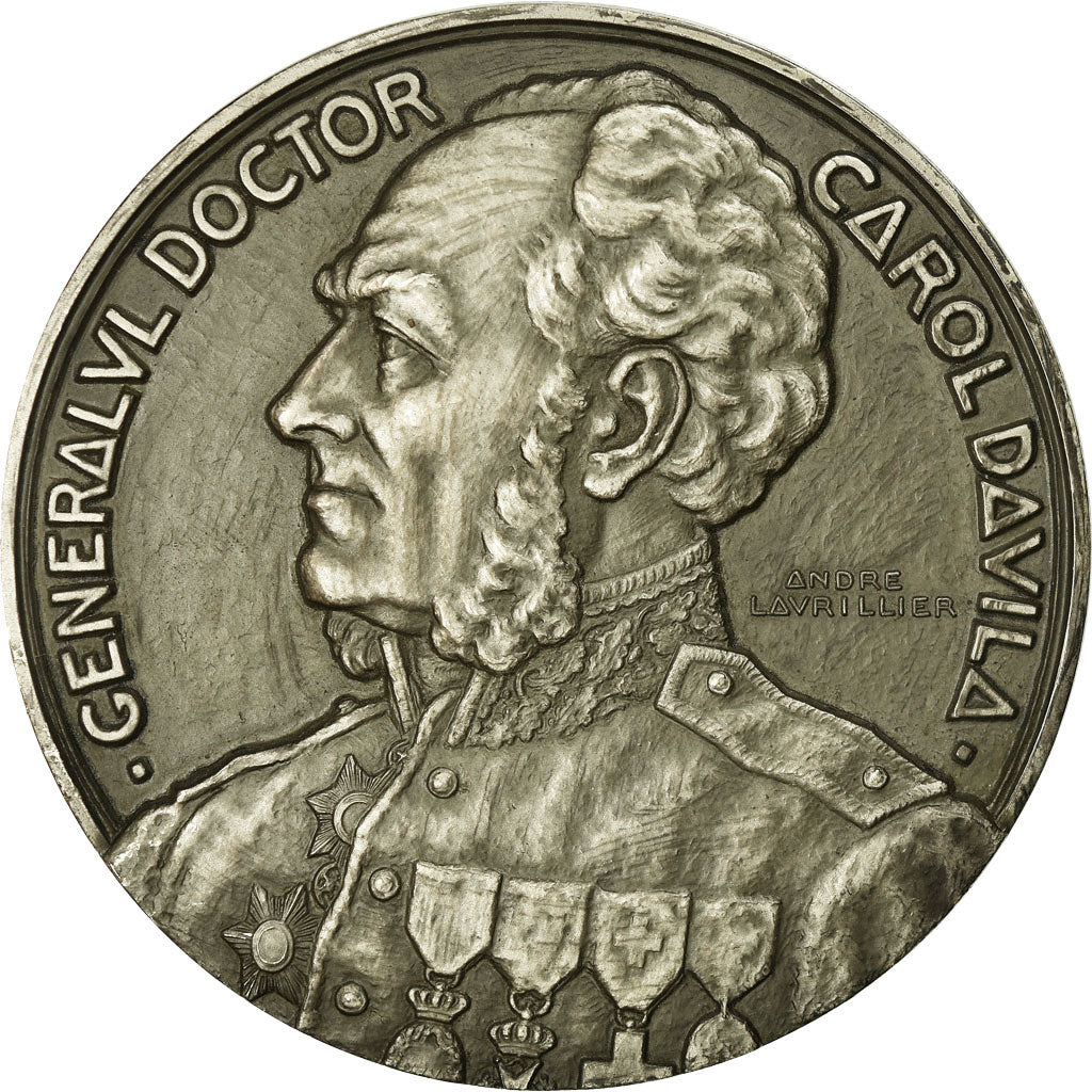 Roemenië, Medaille, Général Docteur Davila, Epreuve d'Auteur, Medicine, 1928