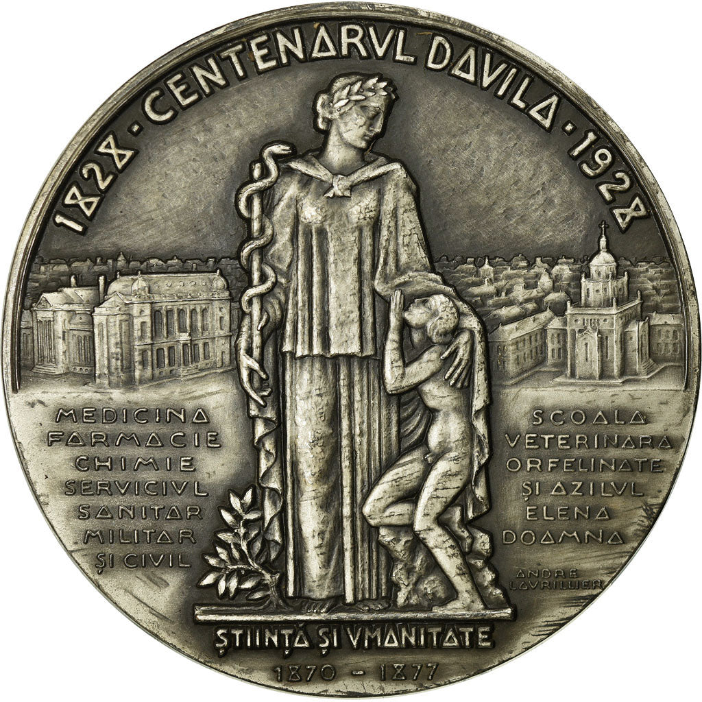 Roemenië, Medaille, Général Docteur Davila, Epreuve d'Auteur, Medicine, 1928