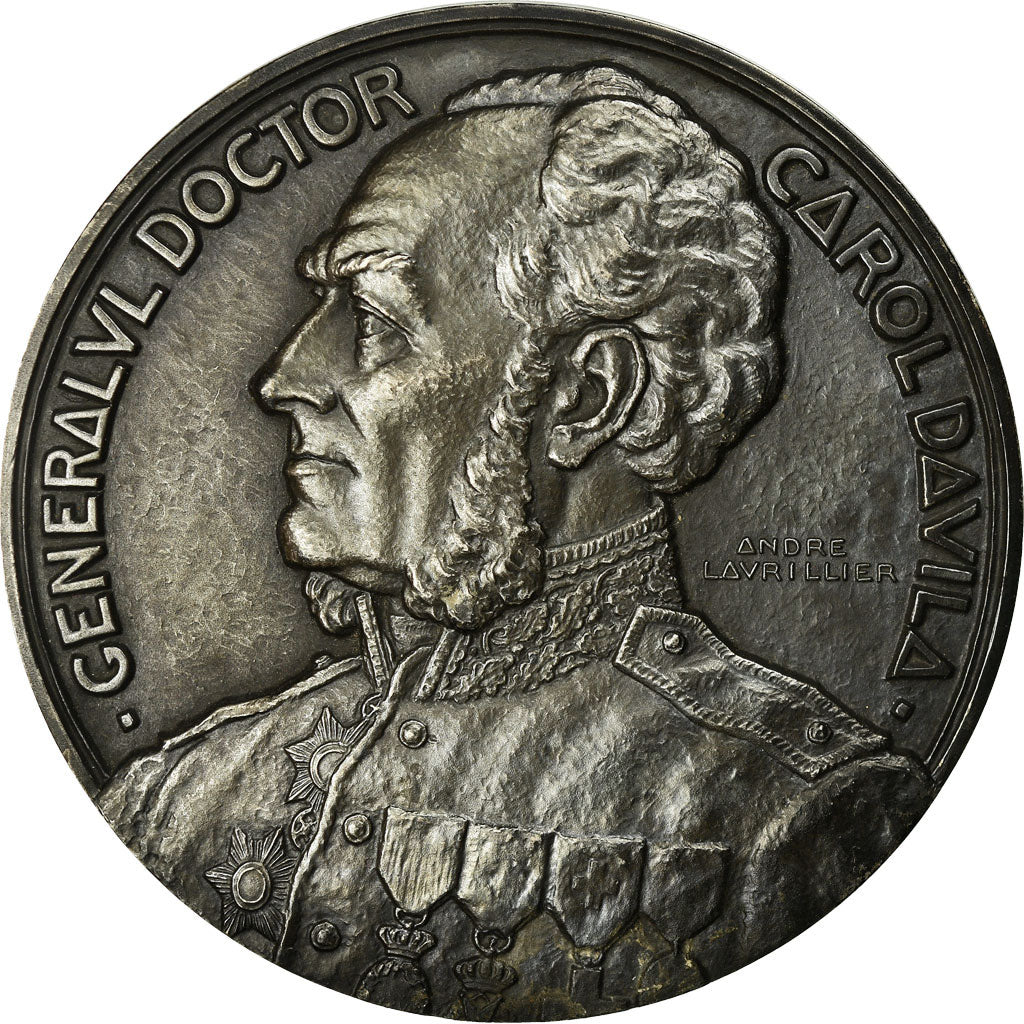 Roménia, Medal, Général Docteur Davila, Epreuve d'Auteur, Medicina, 1928