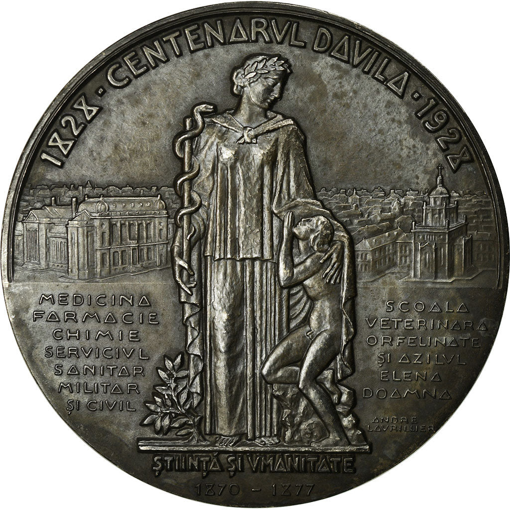 Roménia, Medal, Général Docteur Davila, Epreuve d'Auteur, Medicina, 1928