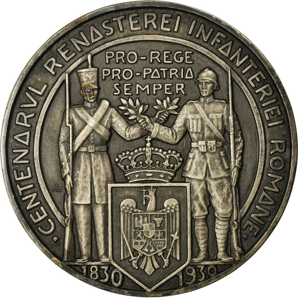 Romania, Medal, Carol II, Centenaire de l'Infanterie Royale, 1930, Lavrillier