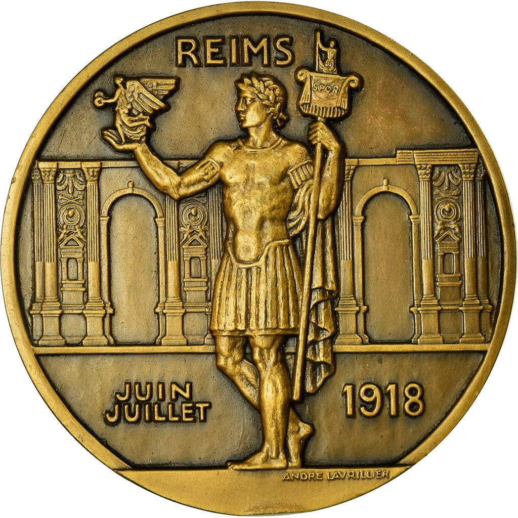 Frankrijk, Medaille, Bligny, Reims, Politics, Society, War, 1918, Lavrillier