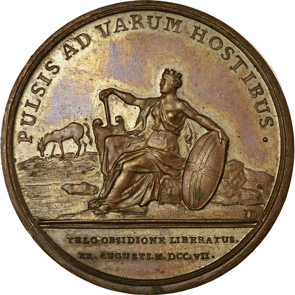 France, Medal, Louis XIV, Levée du Siège de Toulon, 1707, Mauger, MS(60-62)