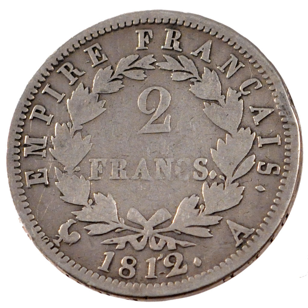 FRANCE, Napoléon I, 2 Francs, 1812, Paris, KM #693.1, F(12-15), Silver, Gadoury