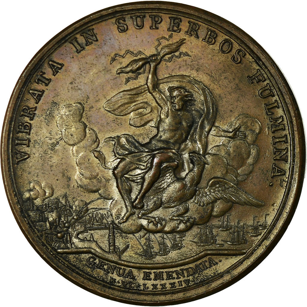 Frankreich, Medaille, Louis XIV, Bombardement de Gênes, 1684, Mauger, SS+