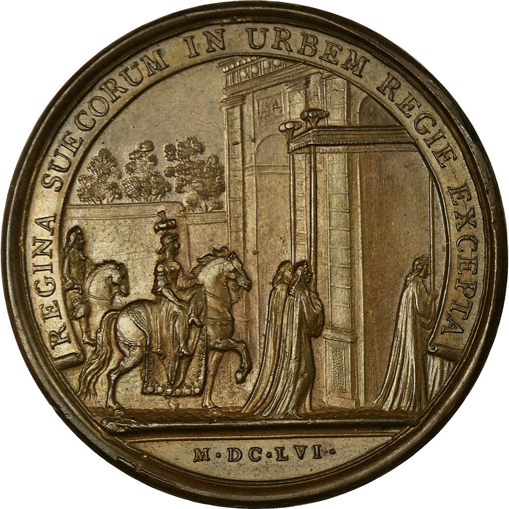 France, Medal, Louis XIV, Entrée de la Reine Christine de Suède à Paris