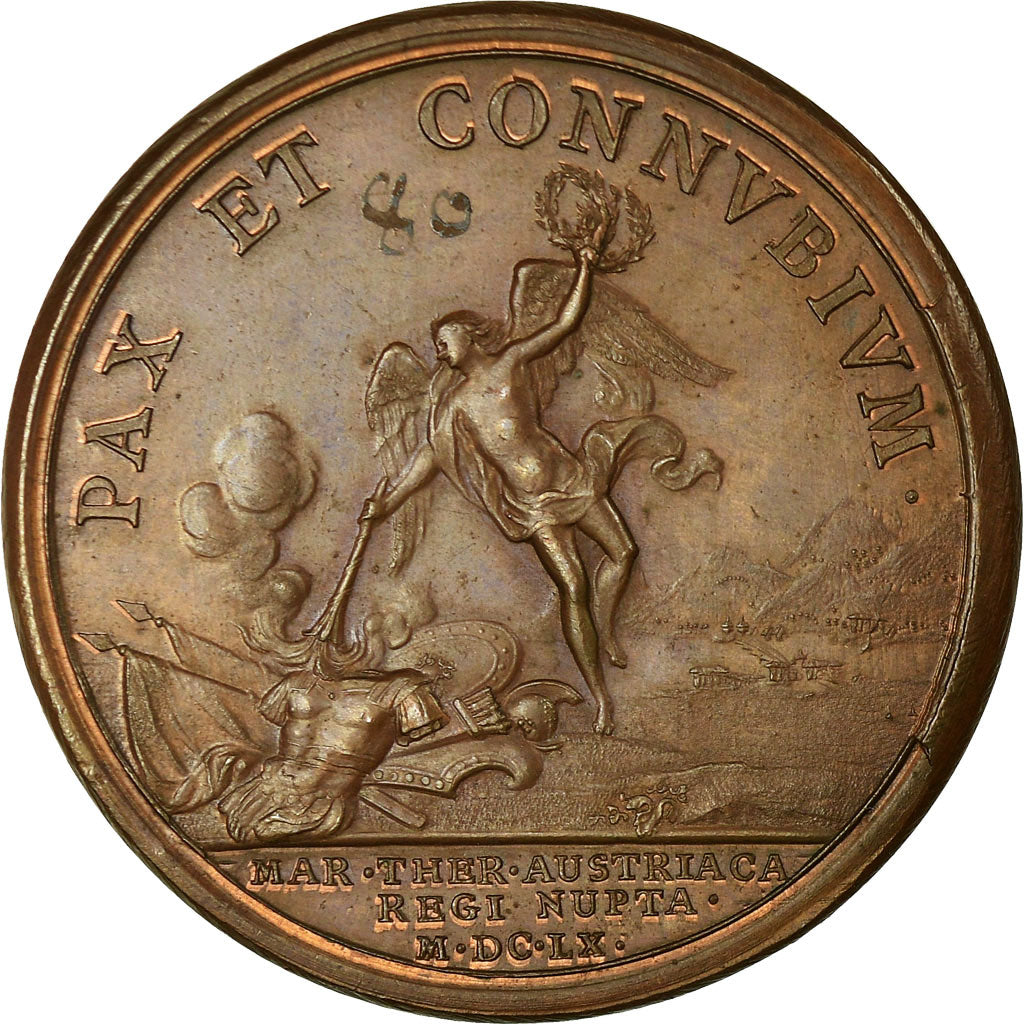 France, Medal, Louis XIV, Mariage du Roi, 1660, Mauger, AU(55-58), Bronze
