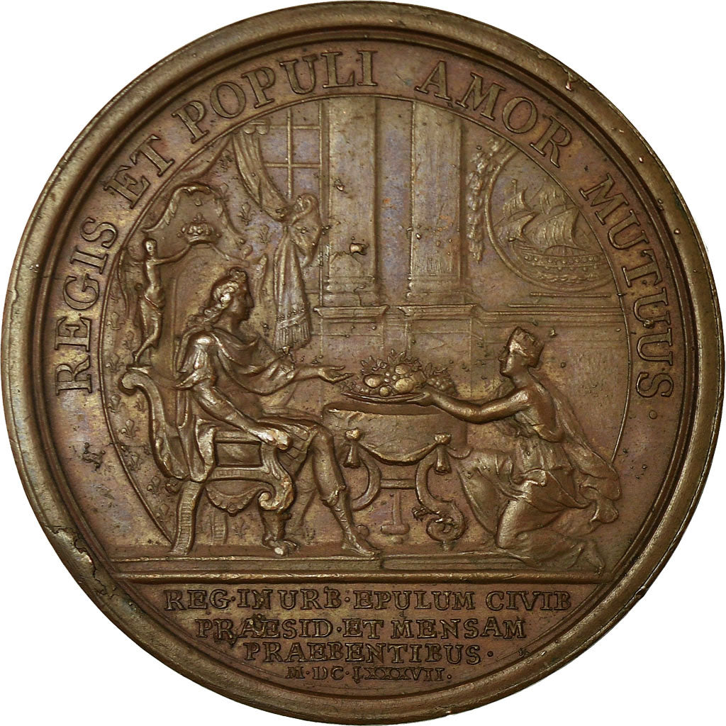 France, Medal, Louis XIV, Festin à l'Hôtel de Ville de Paris, 1687, Mauger