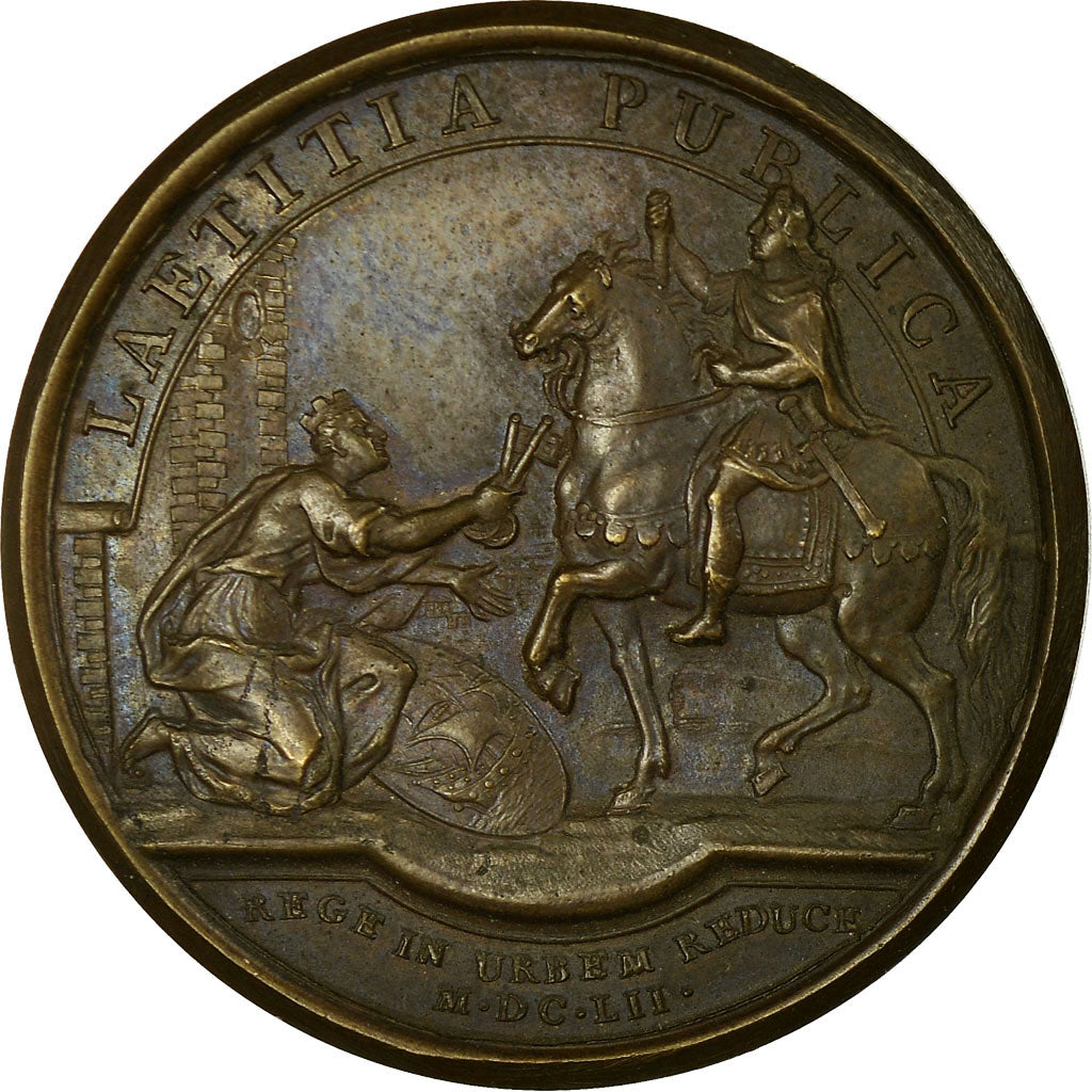 France, Medal, Louis XIV, Retour du Roi à Paris, 1652, Mauger, AU(55-58)