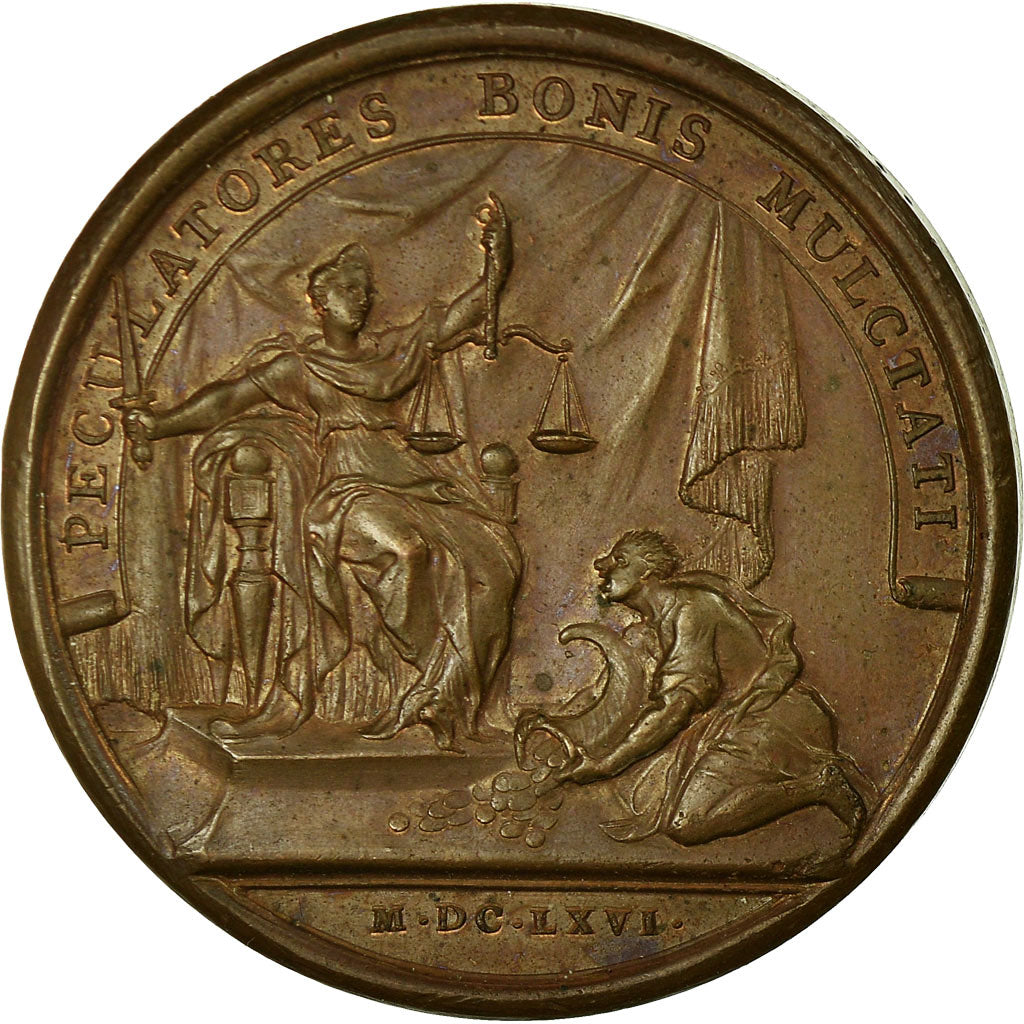 França, Medal, Louis XIV, La Clémence du Roi, 1666, Mauger, AU(55-58), Bronze
