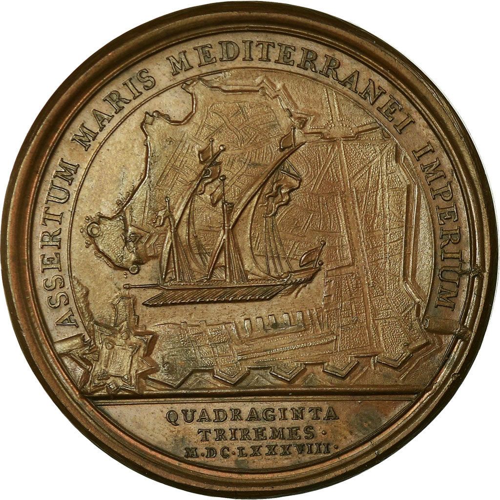 Frankrijk, Medaille, Louis XIV, Quarante Galères à Marseille, 1689, Mauger