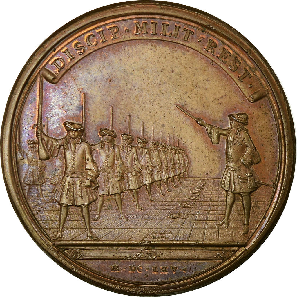 France, Médaille, Louis XIV, Les Revues Militaires, 1665, Mauger, SUP, Cuivre
