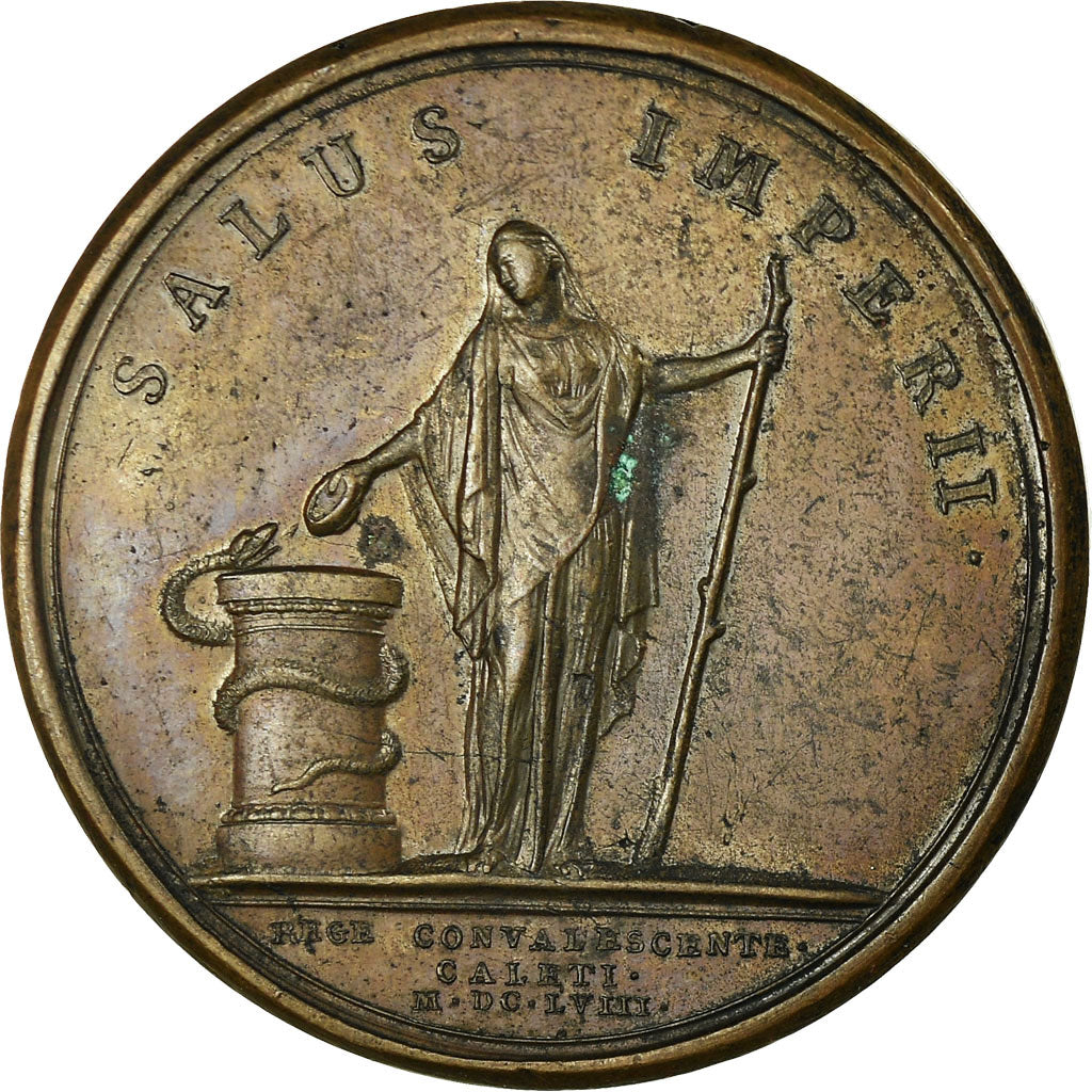 France, Medal, Louis XIV, La Guérison du Roi à Calais, 1658, Mauger