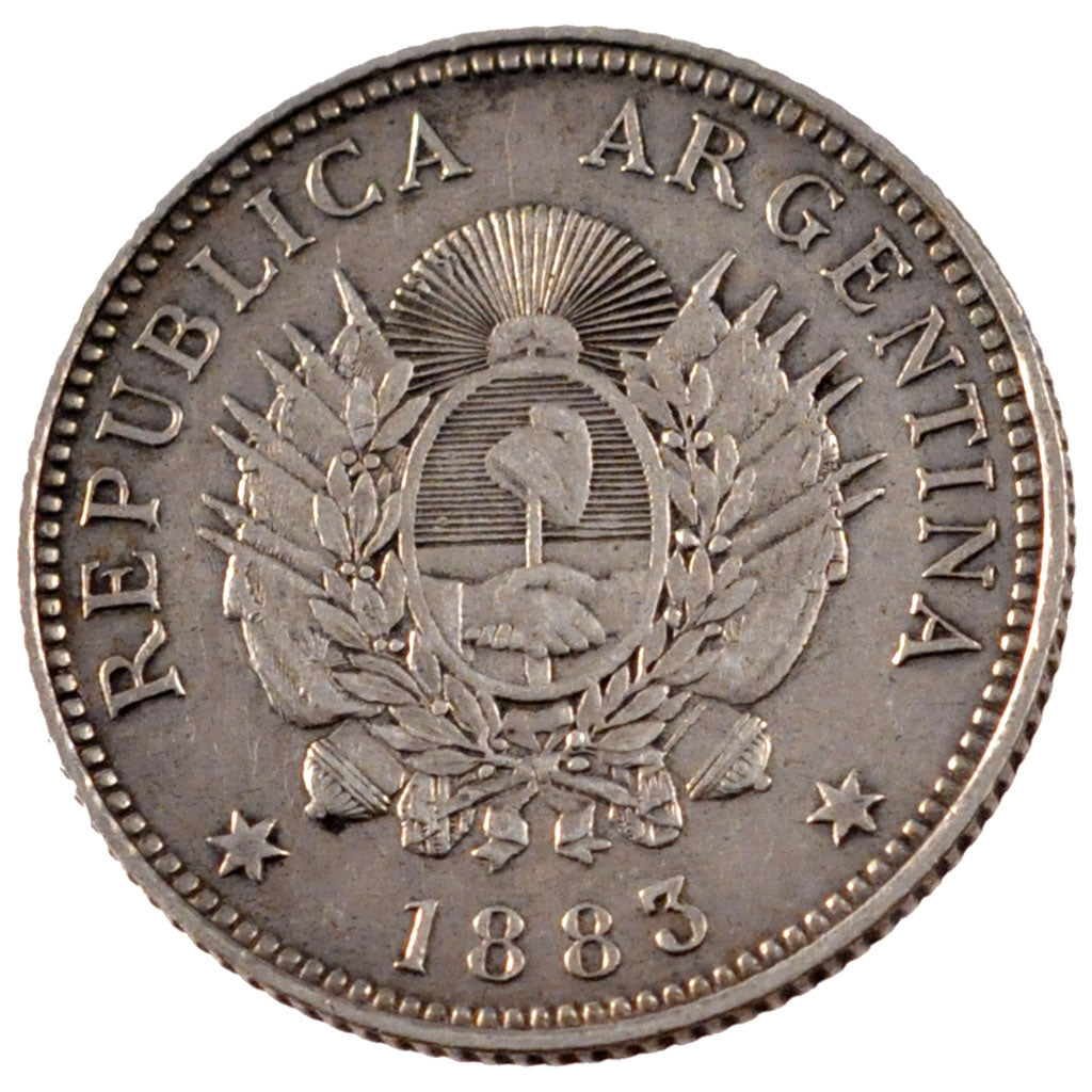ARGENTINA, 20 Centavos, 1883, KM #27, EF(40-45), Silver, 4.95