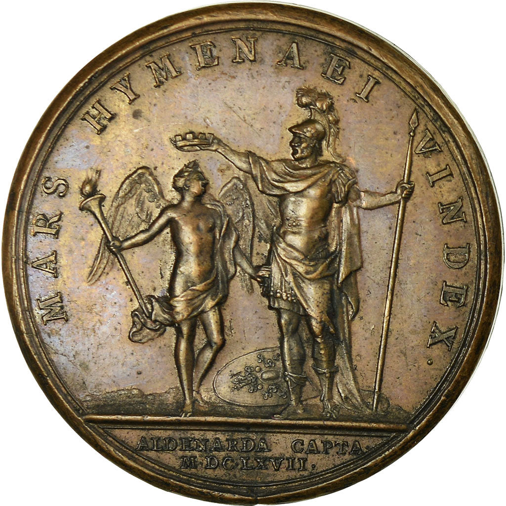 France, Medal, Louis XIV, Prise d'Oudenaarde, History, 1667, Mauger, AU(55-58)